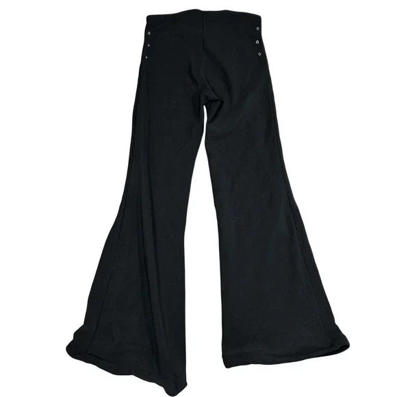 Y2K VTG Womens Black High Waisted Flare Grommet Pants Grunge Emo Alt 90s Small - Picture 1 of 8
